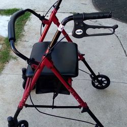 Drive Wheel Rollator Walker With Seat, Removable Back Support