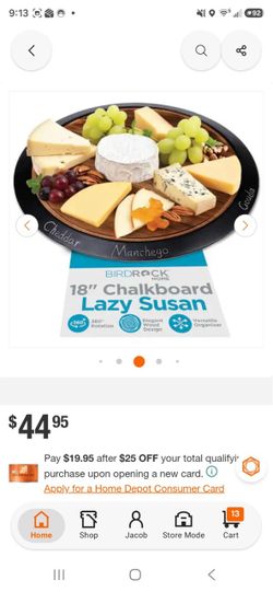 BirdRock Home 18" Chalkboard Lazy Susan