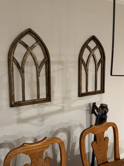 Set of 2 Large Cathedral Window Frame Wall Decor - Rustic/Boho
