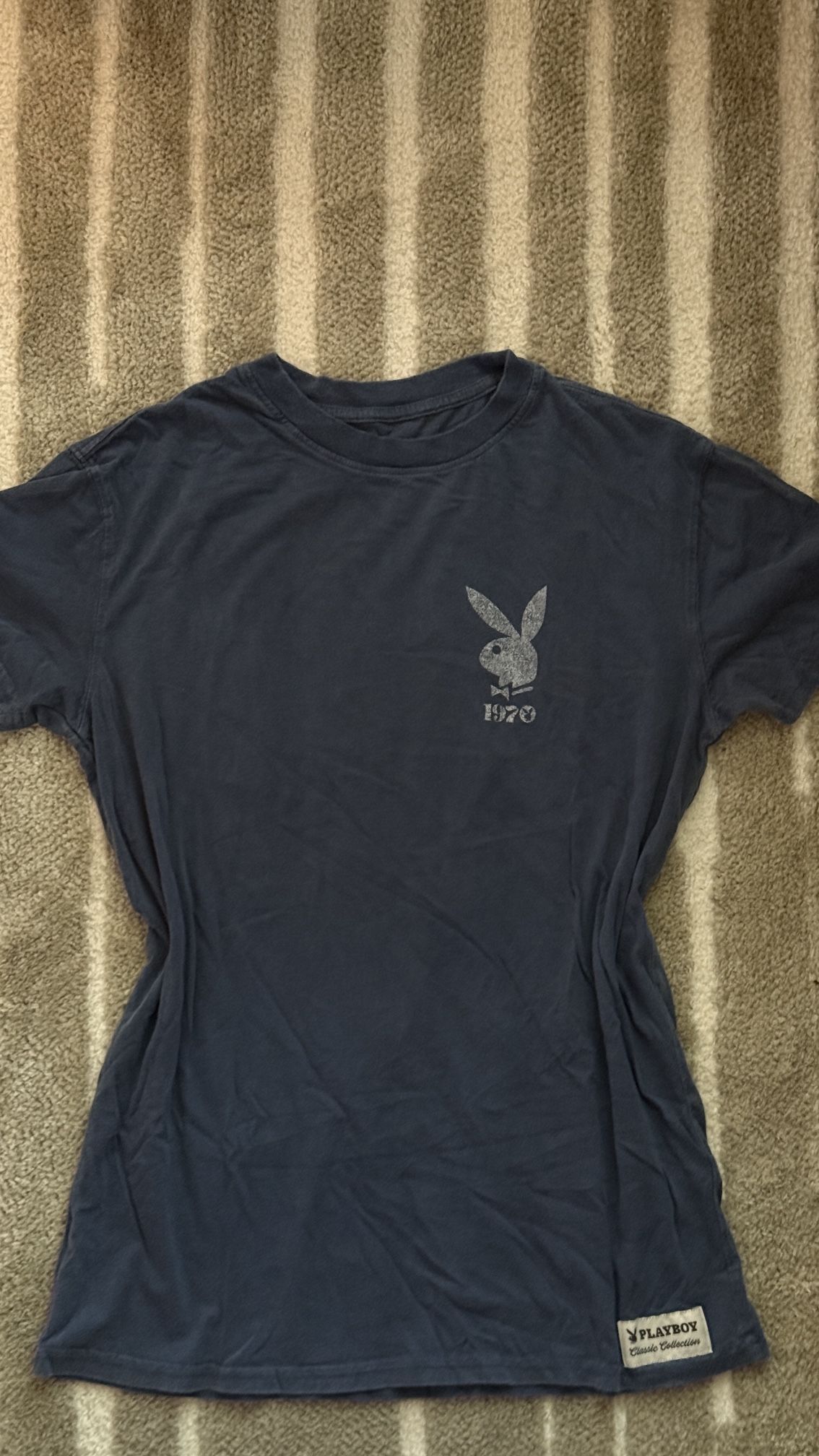 Playboy Classic Collection Navy Blue Logo Men's Short Sleeve Cotton T-Shirt S