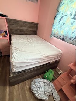 Full size bed frame and mattress