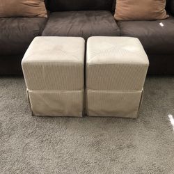 2 Yellow Cloth Stools 14x14x18”