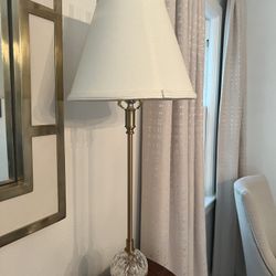 Gorgeous Pair of Candlestick Lamps in Excellent Condition Brass and Glass 6.5 base x 33”h Smoke free household