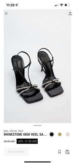 Zara Rhinestone Black High Heels 