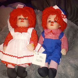 Porcelain raggedy ann and Andy