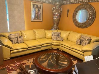 Yellow Leather sectional