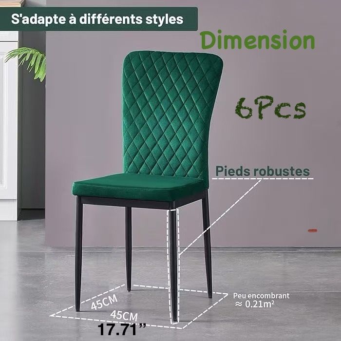 🥨6Pcs Scandinavian Velvet Dining Chairs PU Faux Leather Modern Metal e with Backrest Perfect for Living Room Kitchen Dining Room Decor