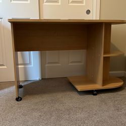 Sauder Rolling Desk With Side Shelves
