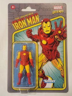 RETRO KENNER CARD. MARVEL LEGENDS. THE INVINCIBLE IRON-MAN. 3.75 " ACTION FIGURE.