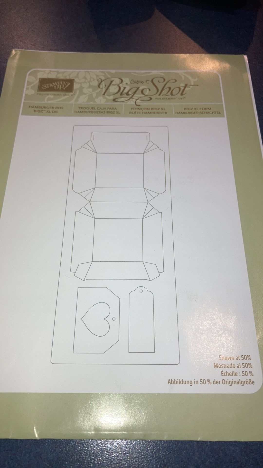 Stampin Up Burger Box Die Cut