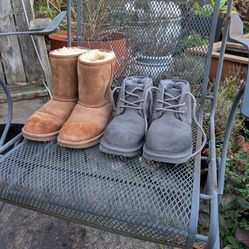 Two pairs of ladies hugs says  size 5 and size 6