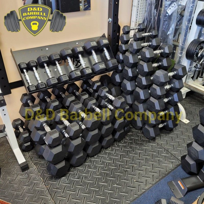 NEW Rubber Hex Dumbbells. Sets, Individual Pairs Available.