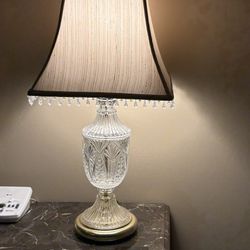 Antique Crystal And Gold Lamp 