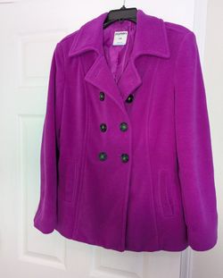 Stylish Purple Double-Breasted Women's Pea Coat