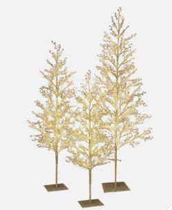 My Texas House 3-Pack Warm White Twinkling LED Icy Cube Beaded Tree, 4ft/5ft/6ft Assorted