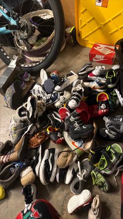 Kids shoes all different sizes