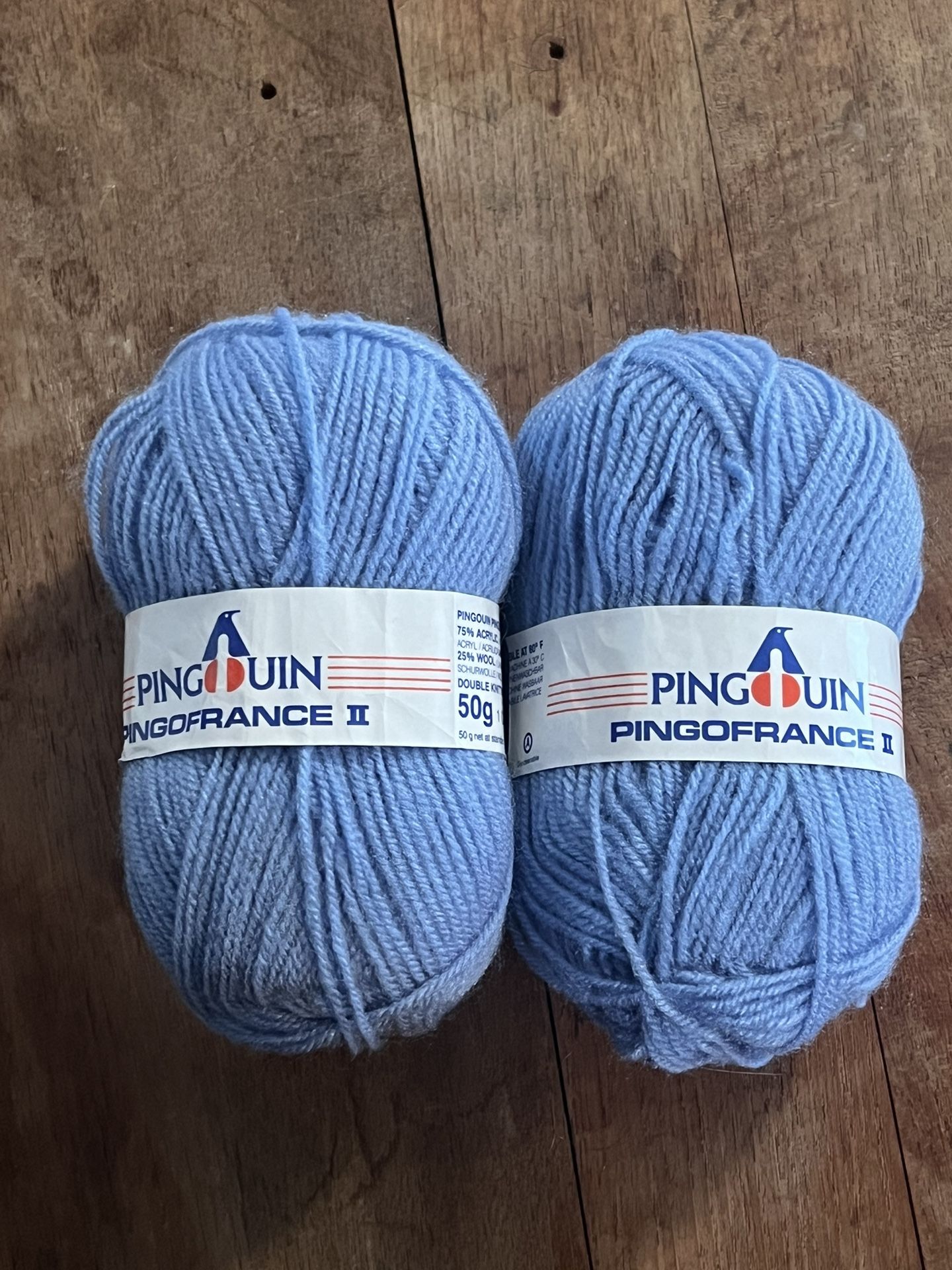 Yarn Pingouin Pingofrance II 75%Acrylic 25%Wool Yarn 50g Color 103 Blue Lot 2