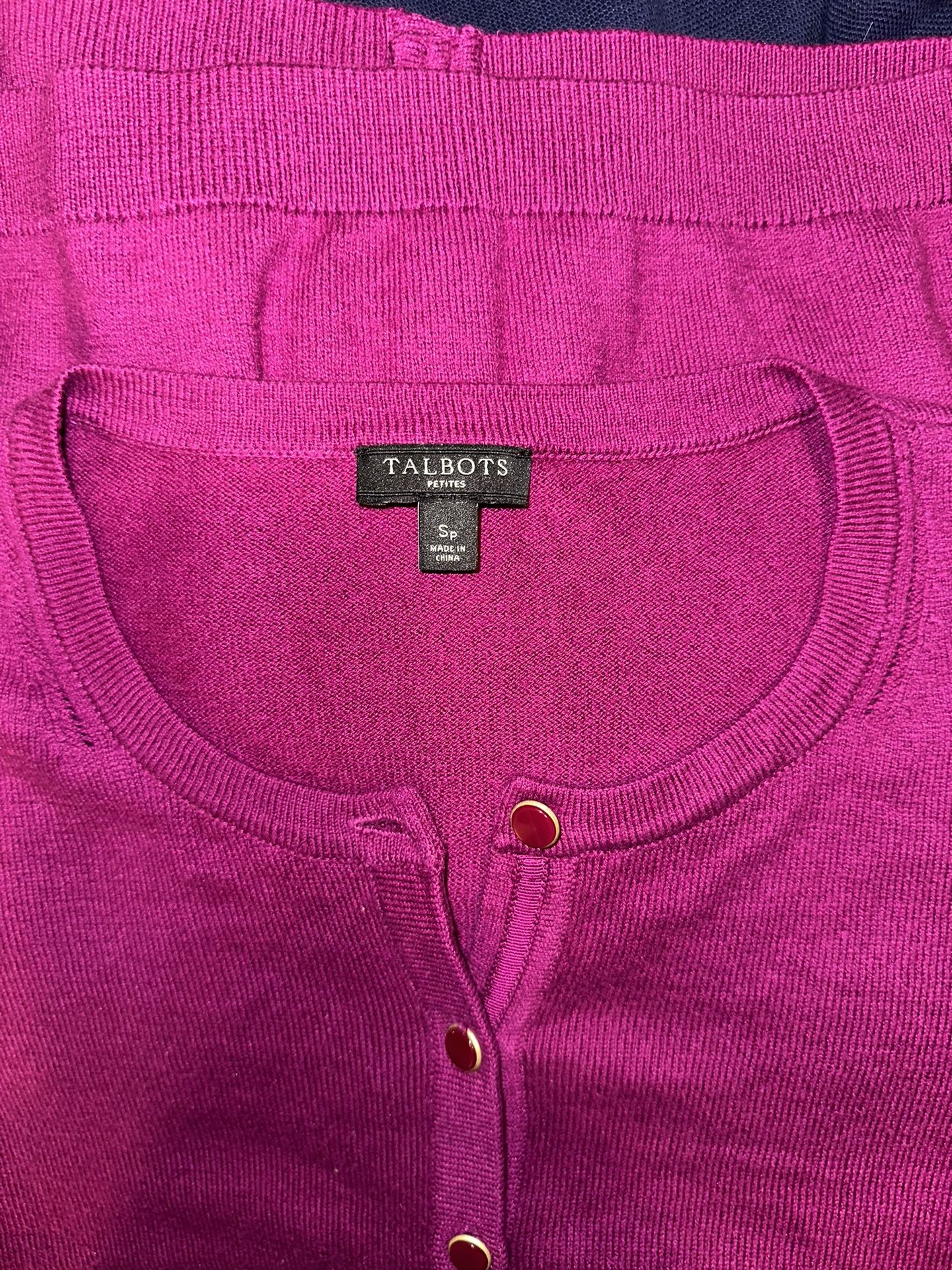 Talbolts Women Cardigan Sweater Fuchsia Size S Petite, Buttons Dressy