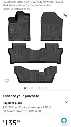 2012 /2016 Honda Pilot Matt Heavy Duty/ Carpeta 