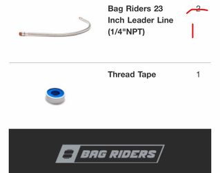 Brand new - Bag Riders 23 Inch Leader Line (1/4"NPT) & Thread Tape
