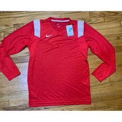 Nike Dri-Fit Team Player Sideline Long Sleeve Top Shirt Red & White Sz M New!