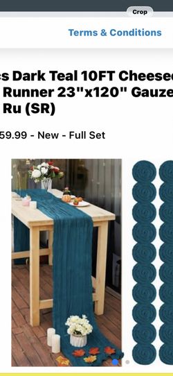 Teal Table Runner/ Chair Sashes