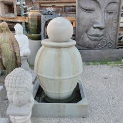 Concrete Resin Fiberglass Ball Sphere Fountain / Cement Fiberglass Backyard Patio Orb Fountains