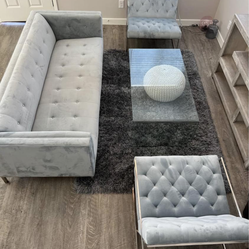 Modern light blue couch/chairs