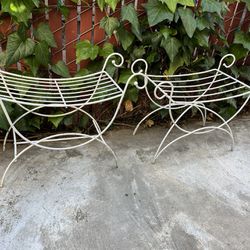 Vintage Wrought Iron Benches Or Plant Stand 