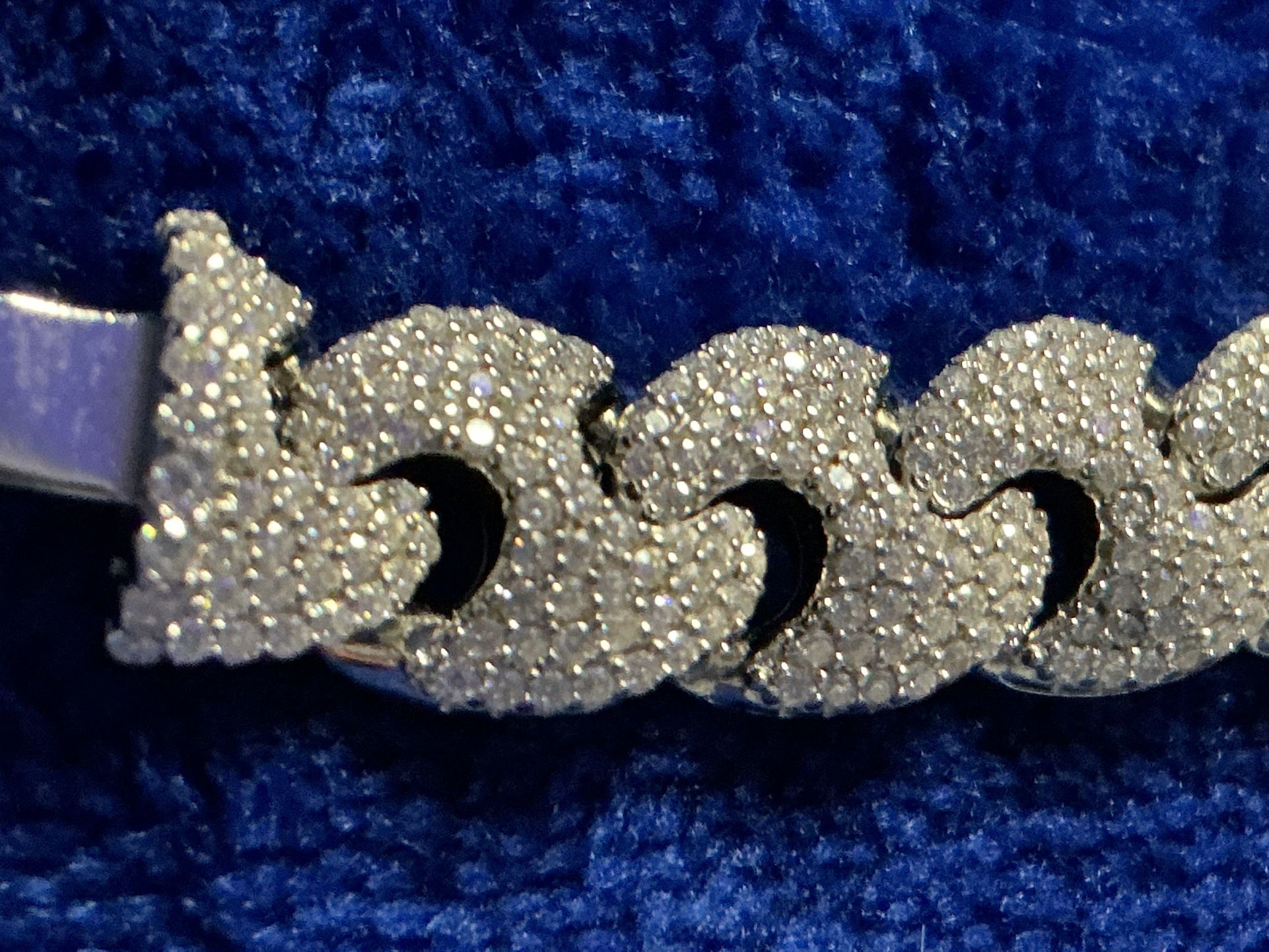 Silver 925 Real  Special Moissante Style Cuban Link Bracelet With A Box Clip Real 925 Silver 