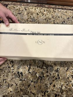 Lenox Butlers Pantry Metal Bread Tray Server W/ Ceramic Warmer Insert Nib