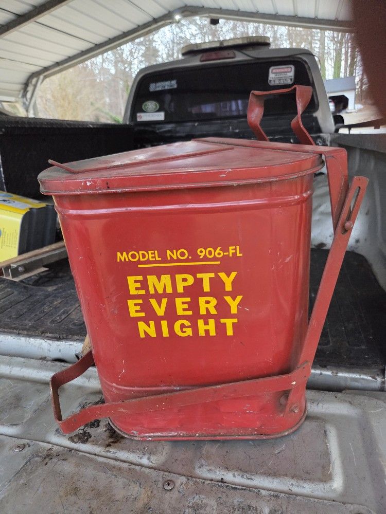 Vintage Steel Fireproof Rag Bin