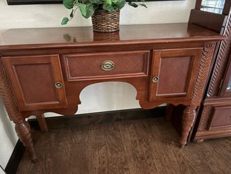 Wood Sideboard Buffet Cabinet with Rattan Panels