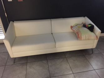 White leather sofa