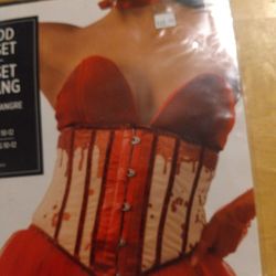 Bloody Corset Halloween Costume say's Adult Size Large/XL  But More Like Small/Med  Brand New $30