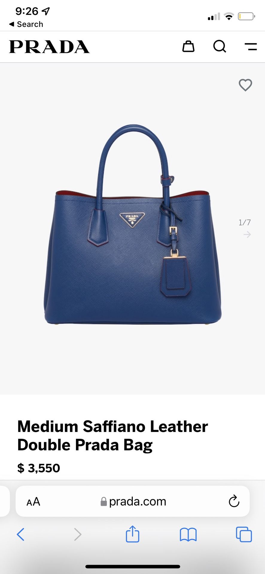 *Authentic * Medium Saffiano Leather Double Prada Bag