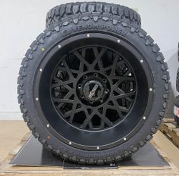 22x12 Vision Rocker Black Wheels 33" AT Tires 6X5.5 Chevy Silverado 1500 TPMS-WE FINANCE
