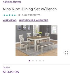 6 Piece Dining Set With Bench 