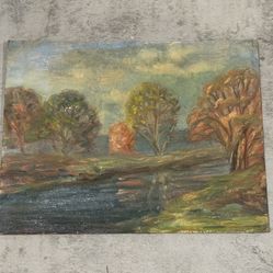 Listed LOUISE KAMP (1(contact info removed)) Beautiful c1940s Pastoral Landscape Oil Painting