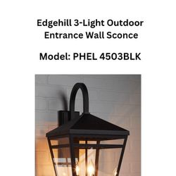 Edgehill 3-Ligth Outdoor Entrance Wall Sconce- Black