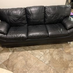 Black Faux Leather Couch 