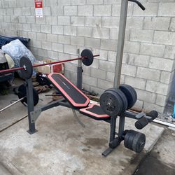 Bench + Barbell 50 Lbs+ 90 Lbs For The Bench