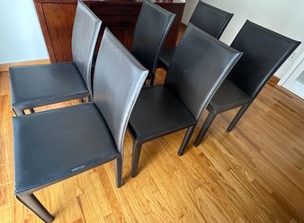 Crate & Barrel set of 6 used leatherette chairs