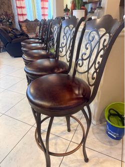 set of 5 beautiful heavy brass metal bar stool