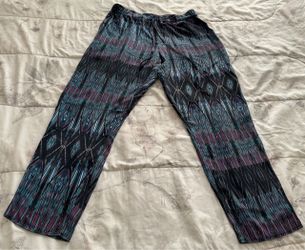 Rory Beca multicolored green black purple casual pull on drawstring pants with pockets, size XS