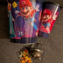 super Mario Galaxy movie theater tin popcorn bucket Bowser Jr. cauldron AMC mini drink combo bundle