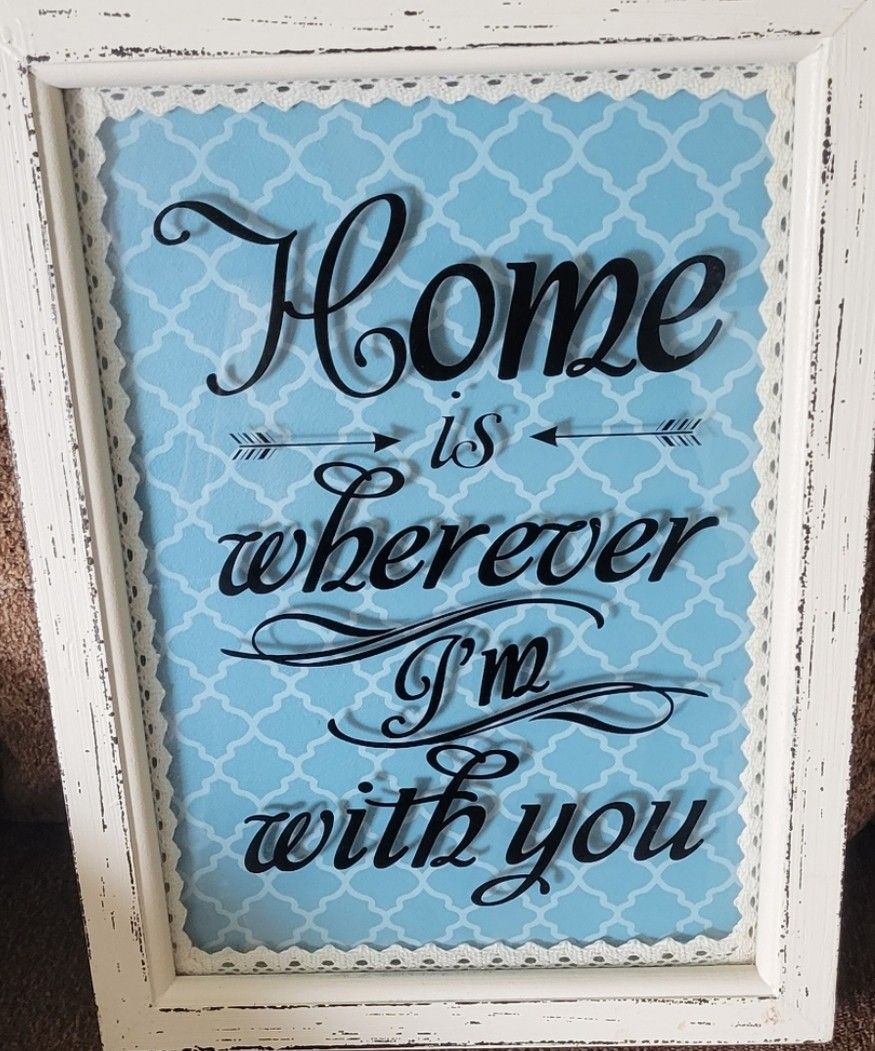 Blue and White Home Decor Sign