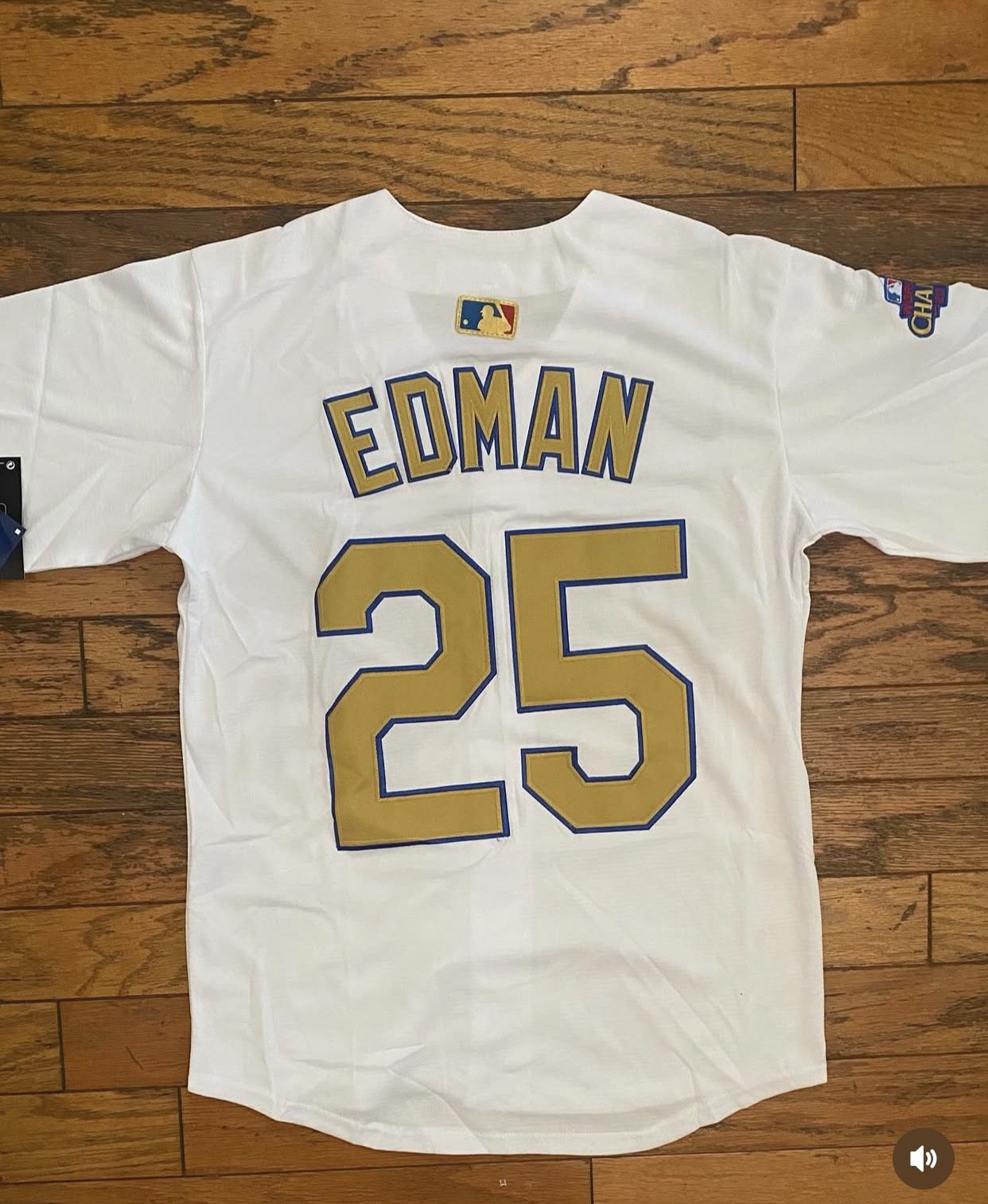 White Gold Edman Championship Los Angeles Dodgers Jersey