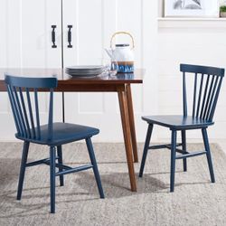 Home Collection Winona Navy Blue Solid Wood Windsor Spindle Back Dining Chair Set of 2( AB54)