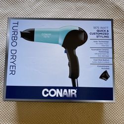 CONAIR DRYER 1875 WATT TURBO Tourmaline Ceramic Technology w/Concentrator